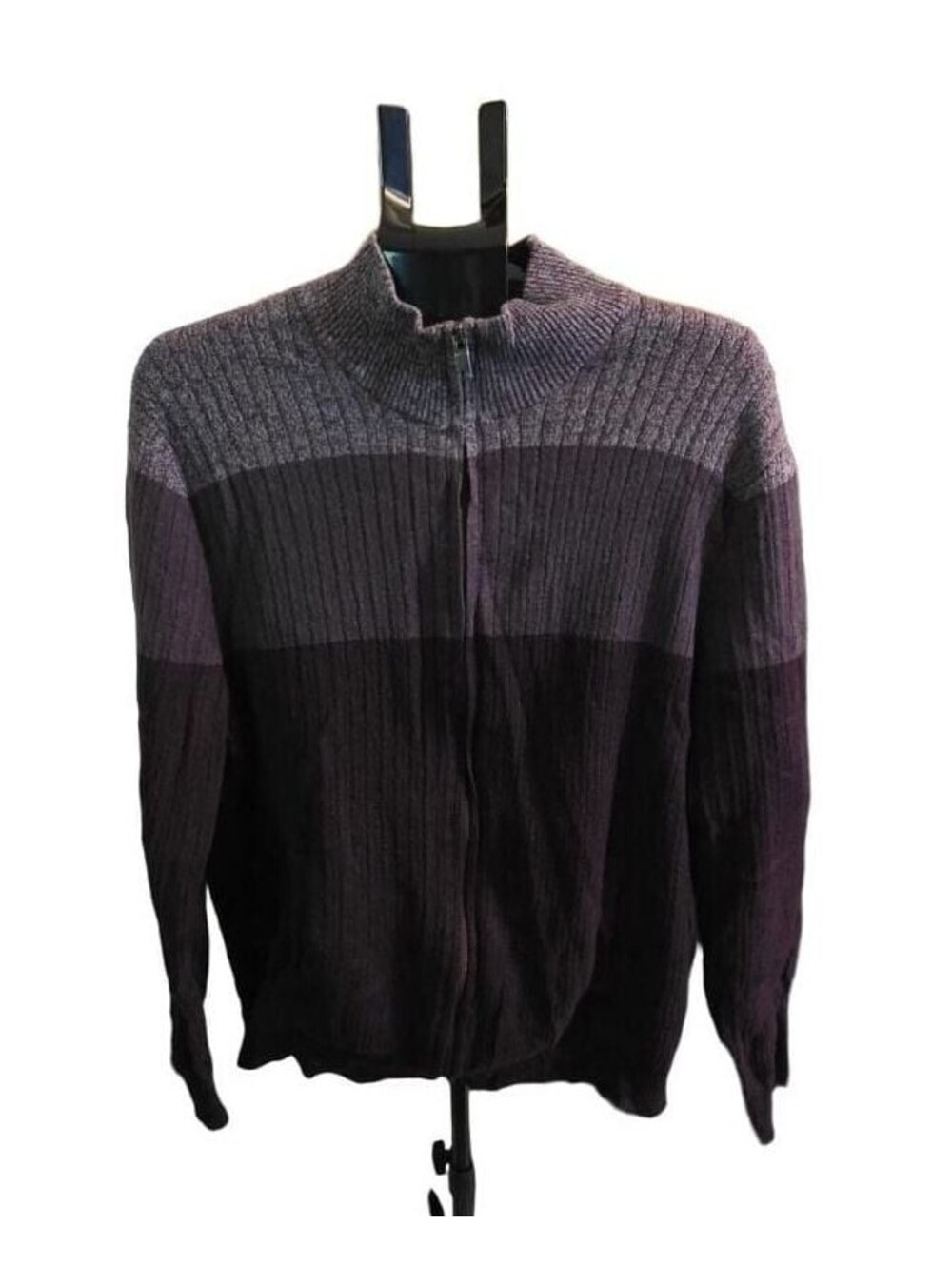 Alfani Men's Purple Ombre Full Zip Mock Neck Cotton Sweater XL